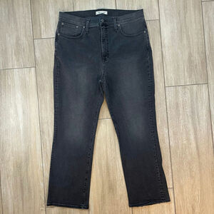 Madewell Slim Demi Boot Jeans Women’s 32 High Rise Black Gray Stretch Denim